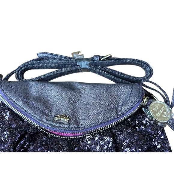 Juicy Couture Sequined Crossbody Handbag Gorgeous Purple Denim Look - Picture 5 of 13